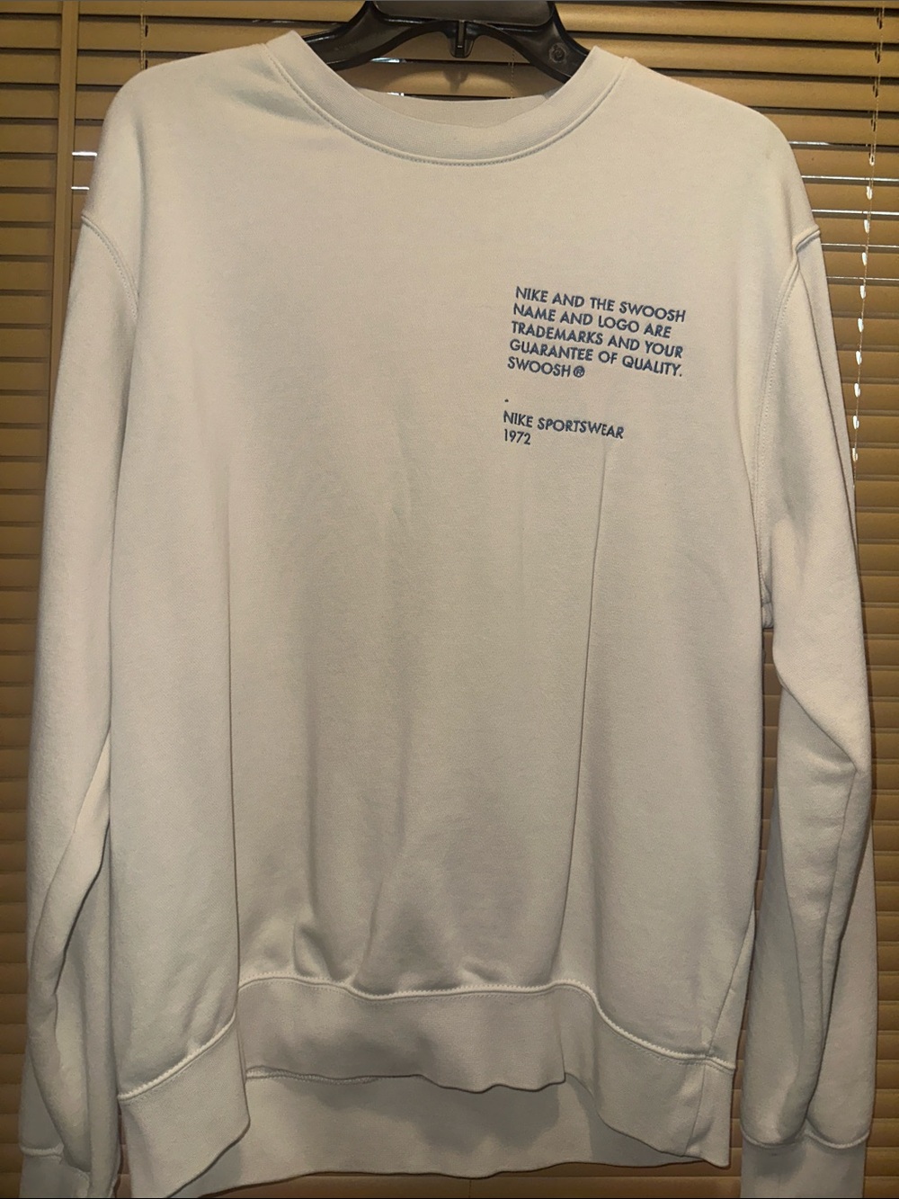 Nike White Crewneck Sweatshirt with Blue Chest Text